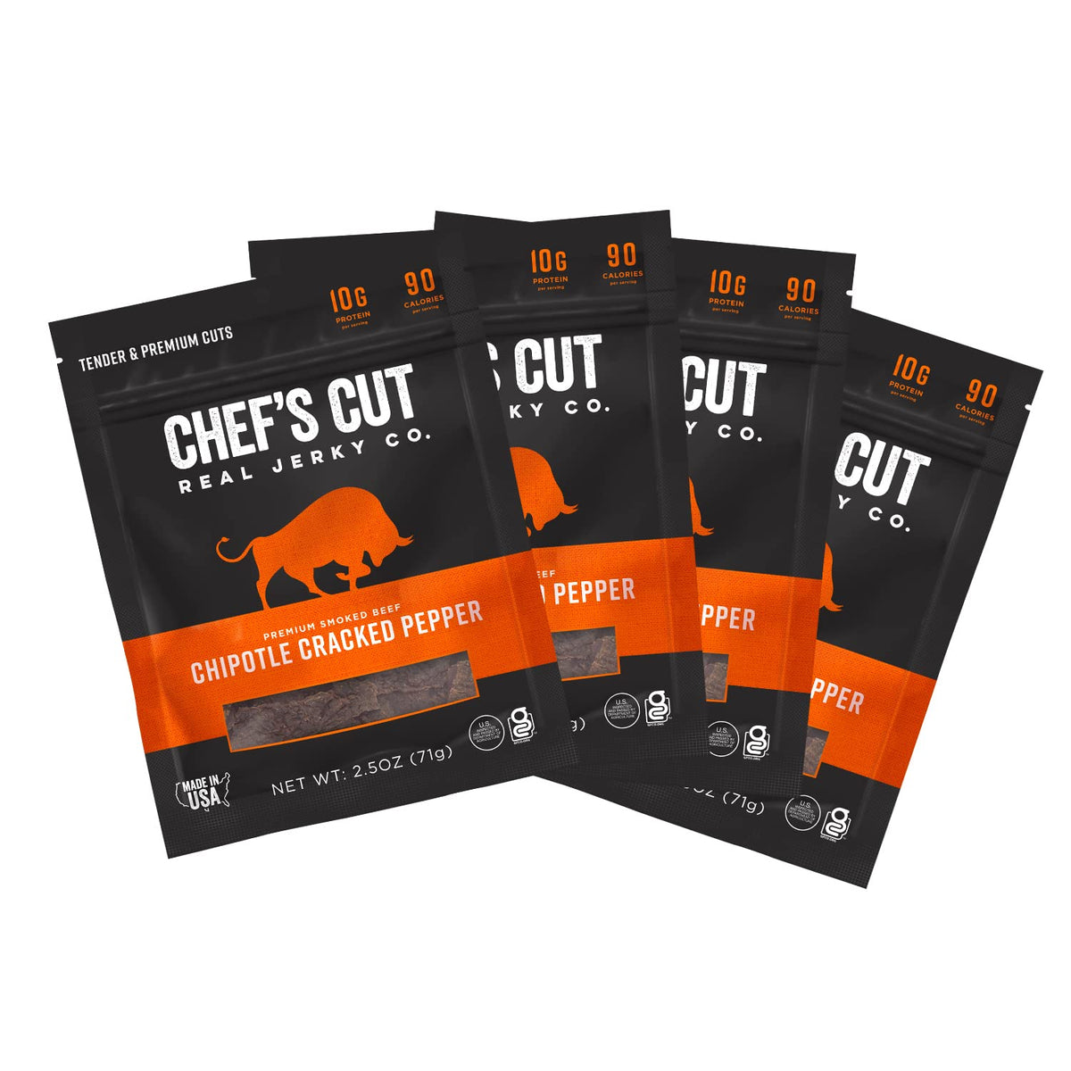 Chef's Cut Real Steak Chipotle Cracked Pepper Jerky – 2.5 oz (4 Pack)
