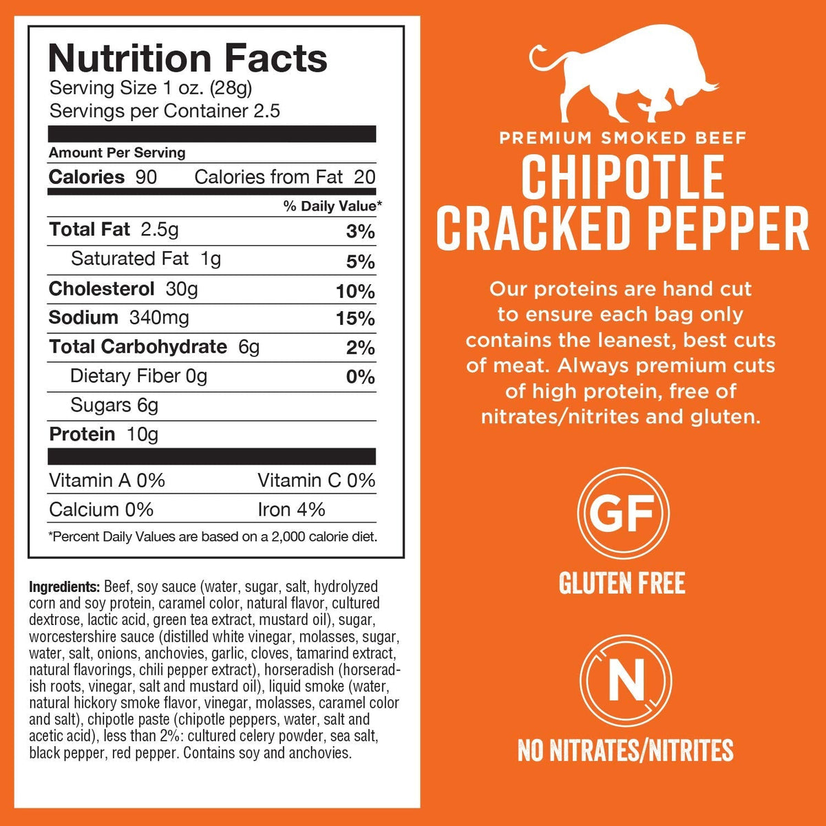 Chef's Cut Real Steak Chipotle Cracked Pepper Jerky – 2.5 oz (4 Pack)