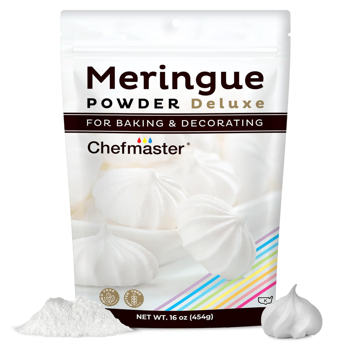 Chefmaster Meringue Powder Deluxe – Professional Egg White Substitute, Made in USA, 16 oz
