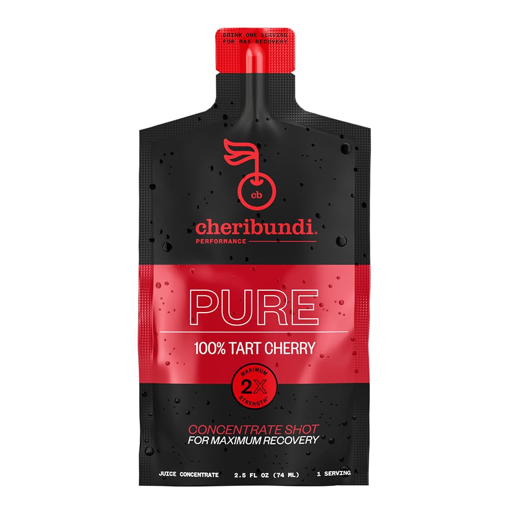 Cheribundi Tart Cherry Juice Pure Concentrate Grab & Go — 2.5oz Pouch (Pack of 6) | 40 Cherries, 100 Calories, Non-GMO