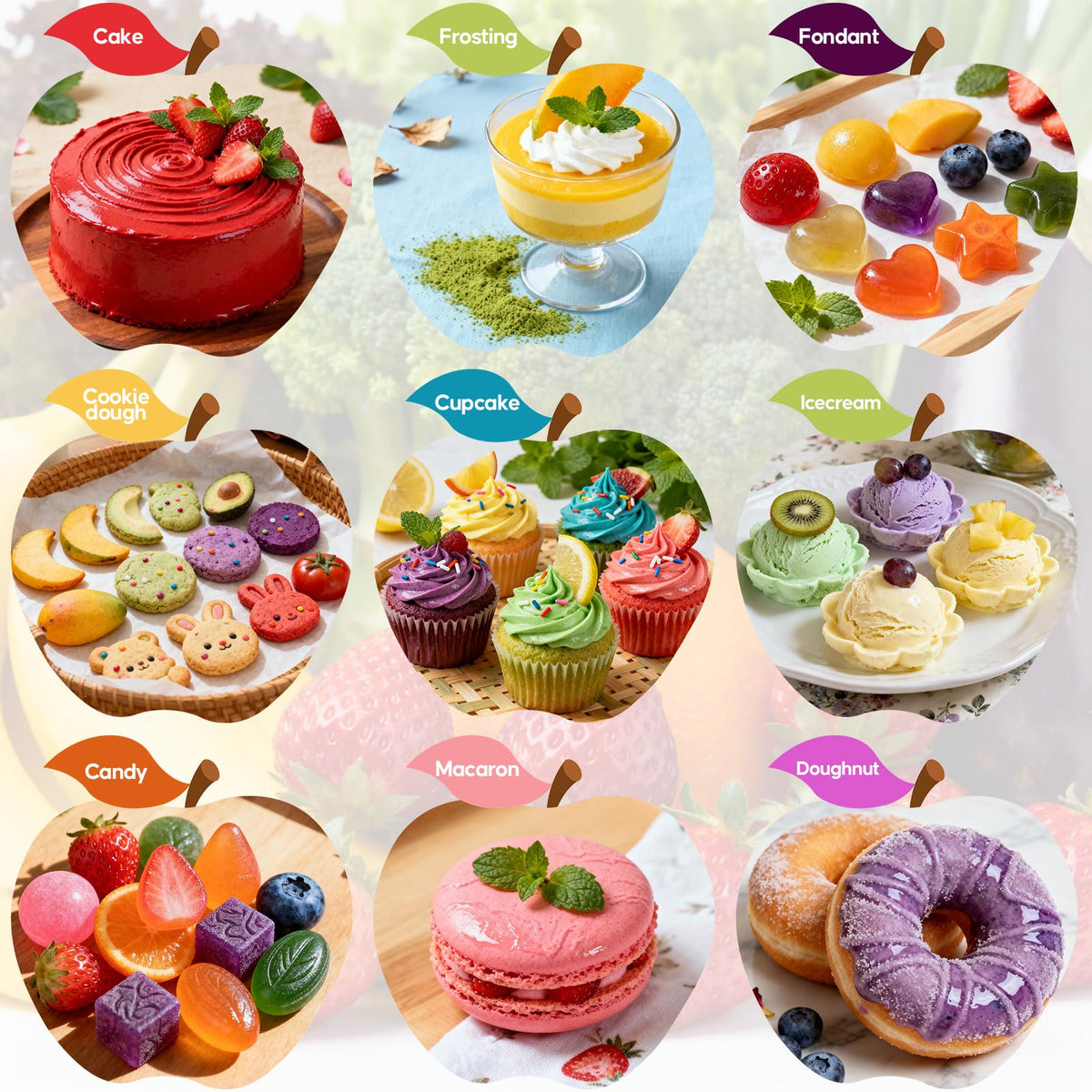 Cherrysea Natural Food Coloring Set 7x20ml — FD&C-Free Rainbow Dyes for Baking