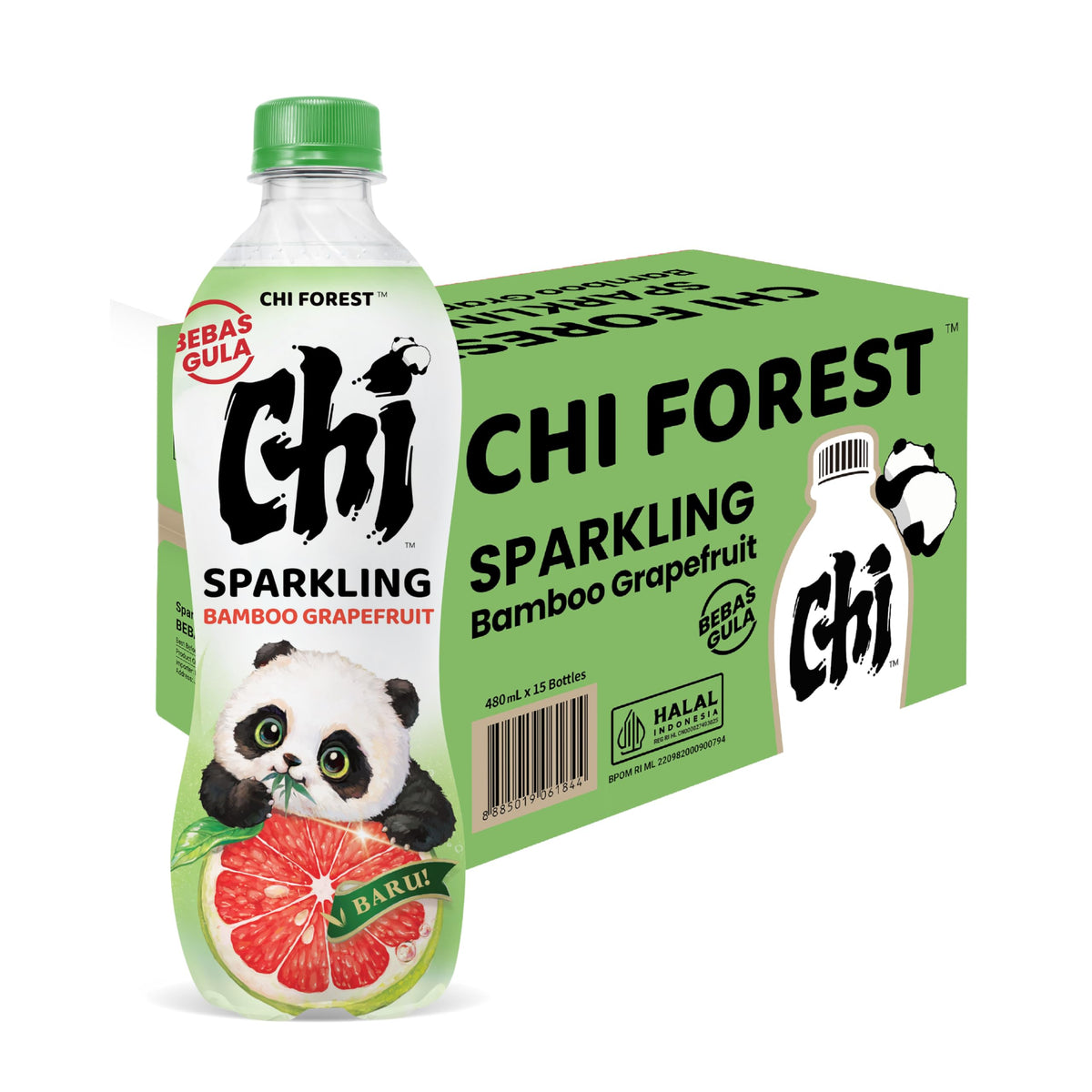 CHI FOREST Bamboo Grapefruit Flavored Sparkling Water – Zero Sugar, 16.2 fl oz Bottles (Pack of 15)