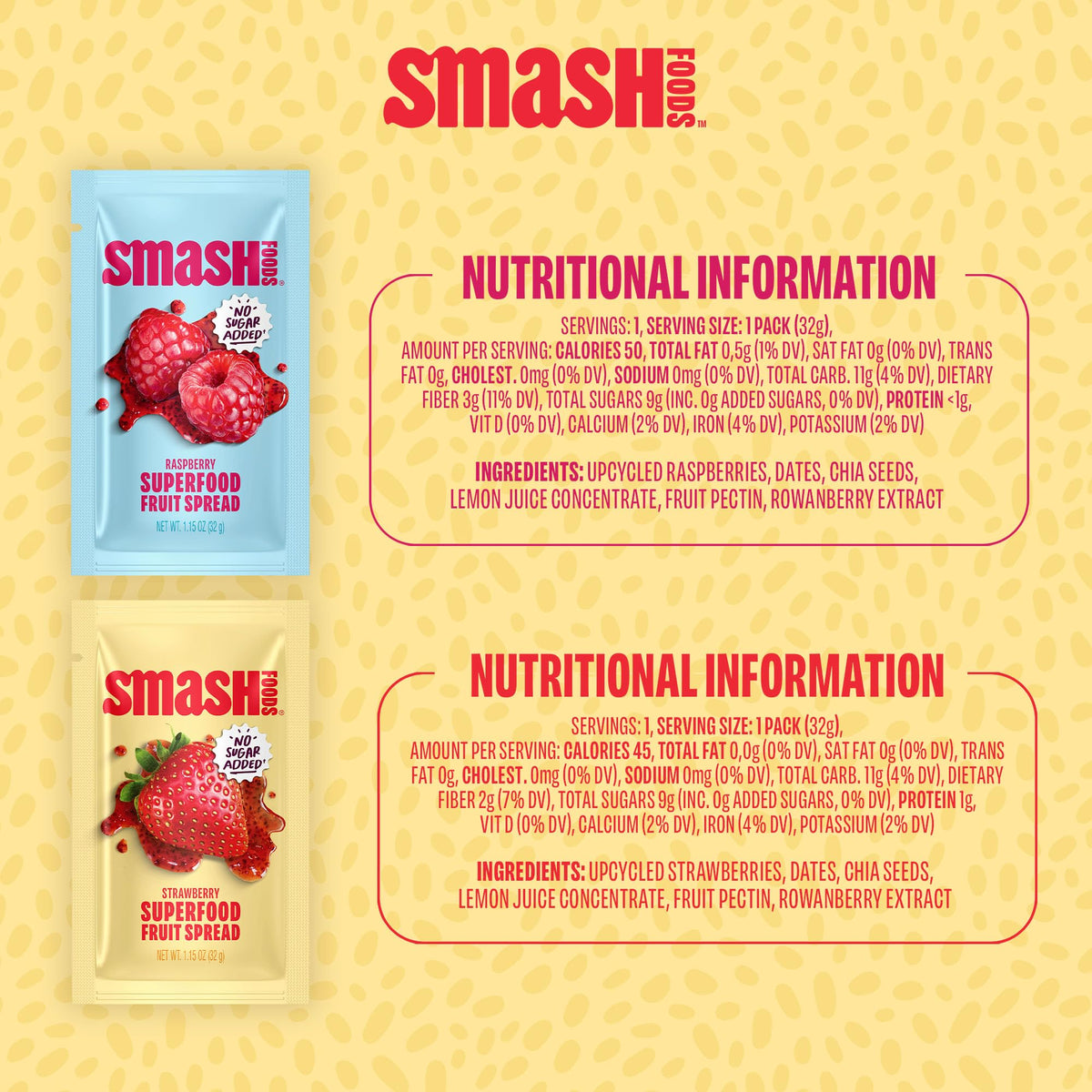 Chia Smash Smash Foods: Single-Serve Jam Packets | Variety 12-Pack | No Sugar Added, Keto & Vegan
