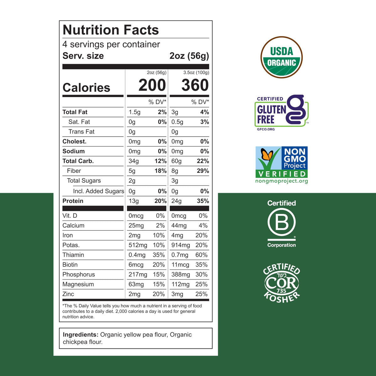 Chickapea Organic Chickpea Pasta - Elbows, 8 oz (Pack of 6) | Protein-Packed, Gluten-Free