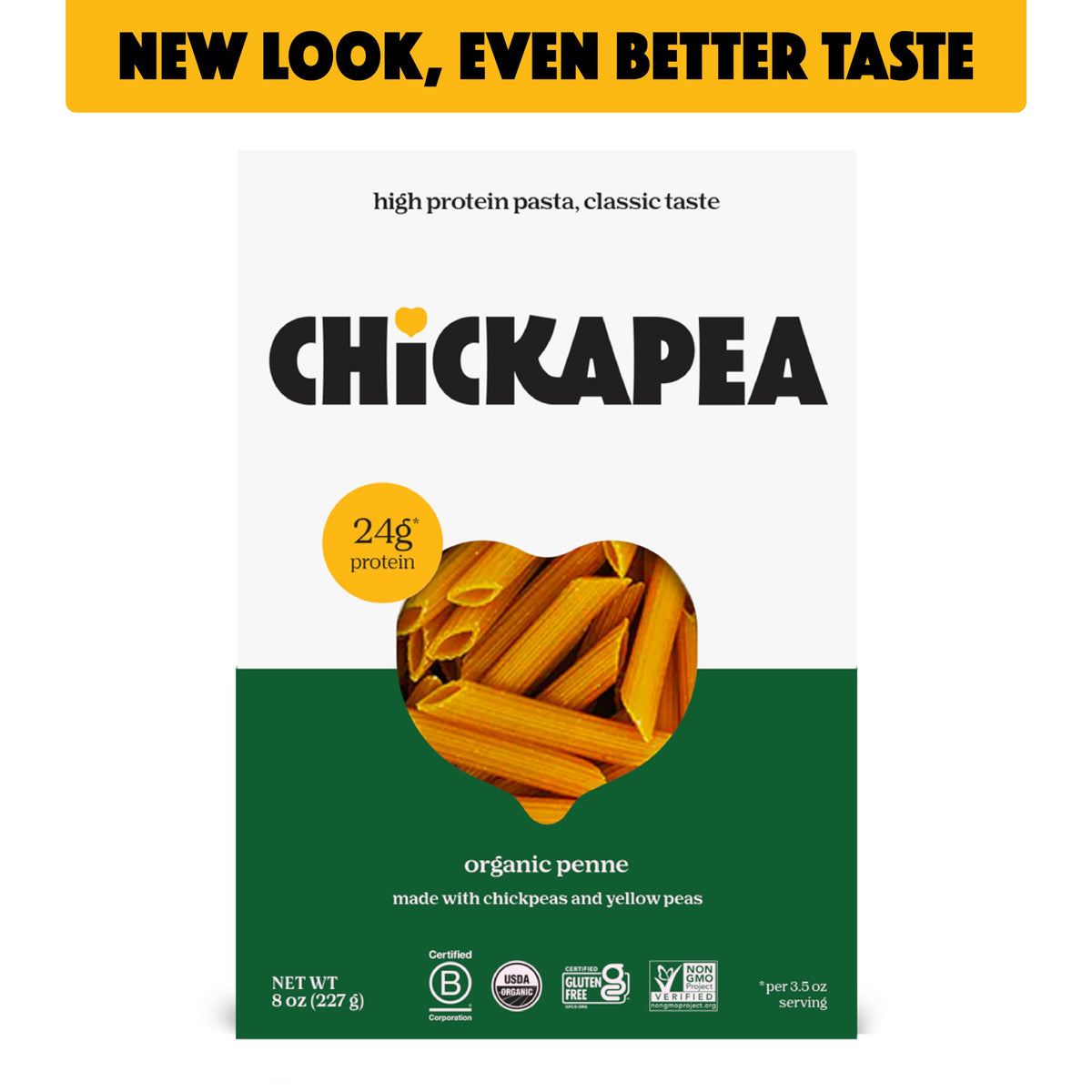 Chickapea Organic Chickpea Pasta – Penne, 8 oz (Pack of 6) | Protein-Packed & Gluten-Free