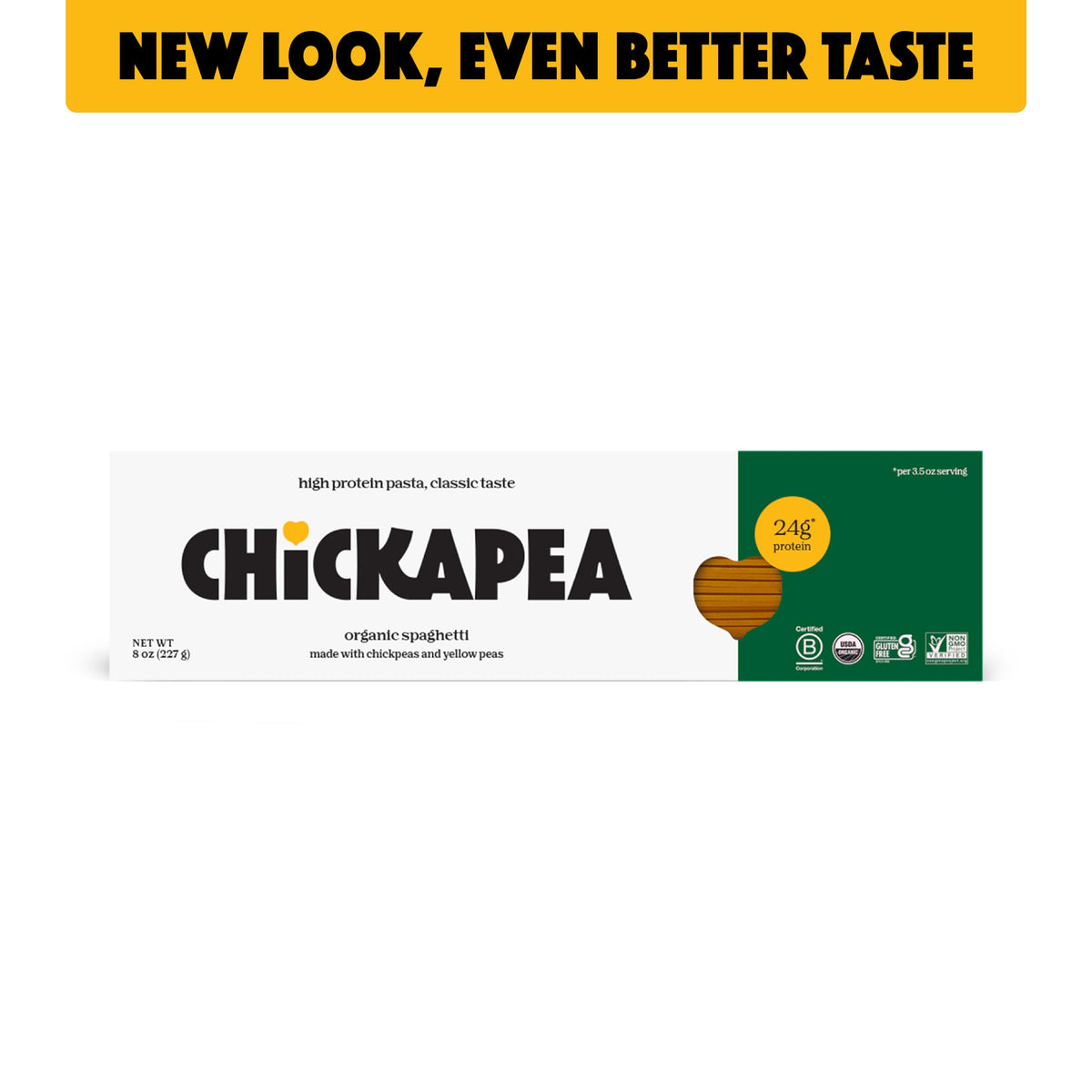 Chickapea Organic Chickpea Pasta - Spaghetti 8 oz (Pack of 6) | High-Protein, Gluten-Free