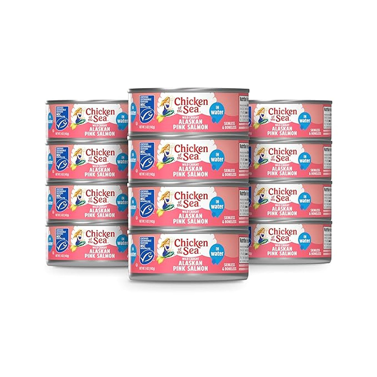 Chicken of the Sea Alaskan Pink Salmon in Water, 5 oz Cans – 12-Pack, Skinless & Boneless