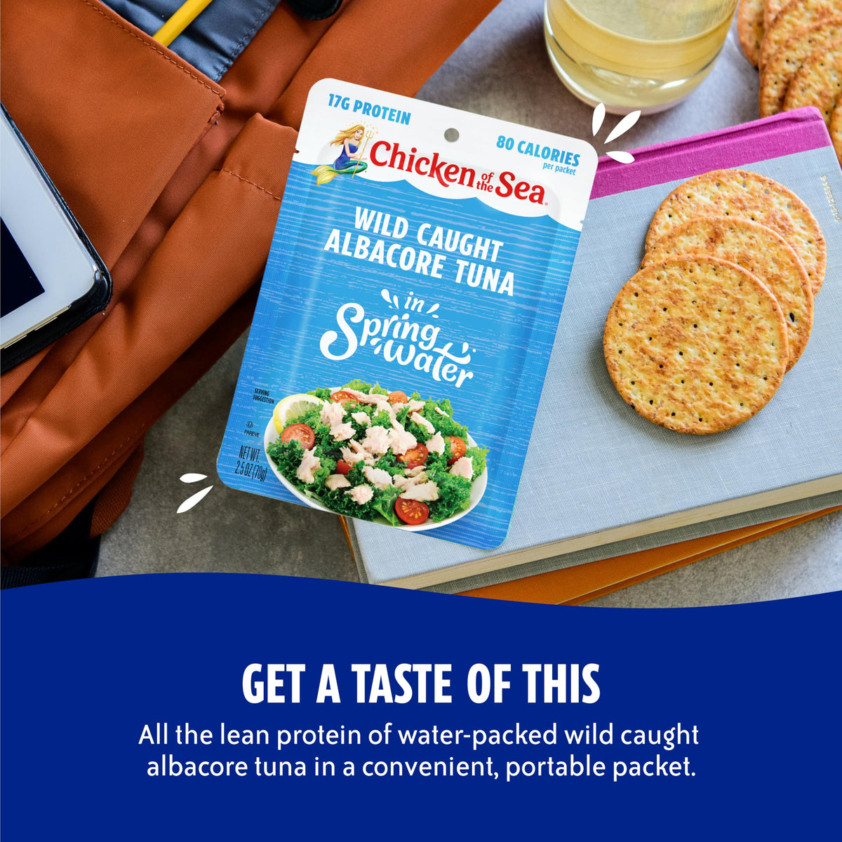 Chicken of the Sea Albacore Tuna in Water Packets – 2.5 Oz, Pack of 12, Gluten-Free, Wild-Caught