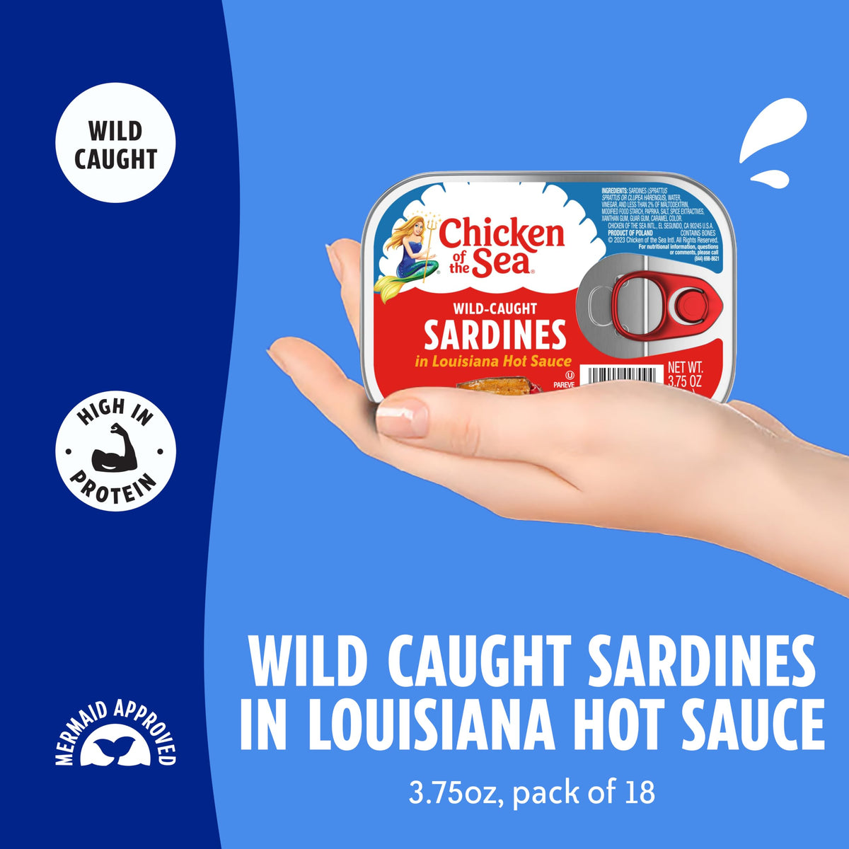 Chicken of the Sea Sardines in Louisiana Hot Sauce – 18-Pack, 3.75 oz