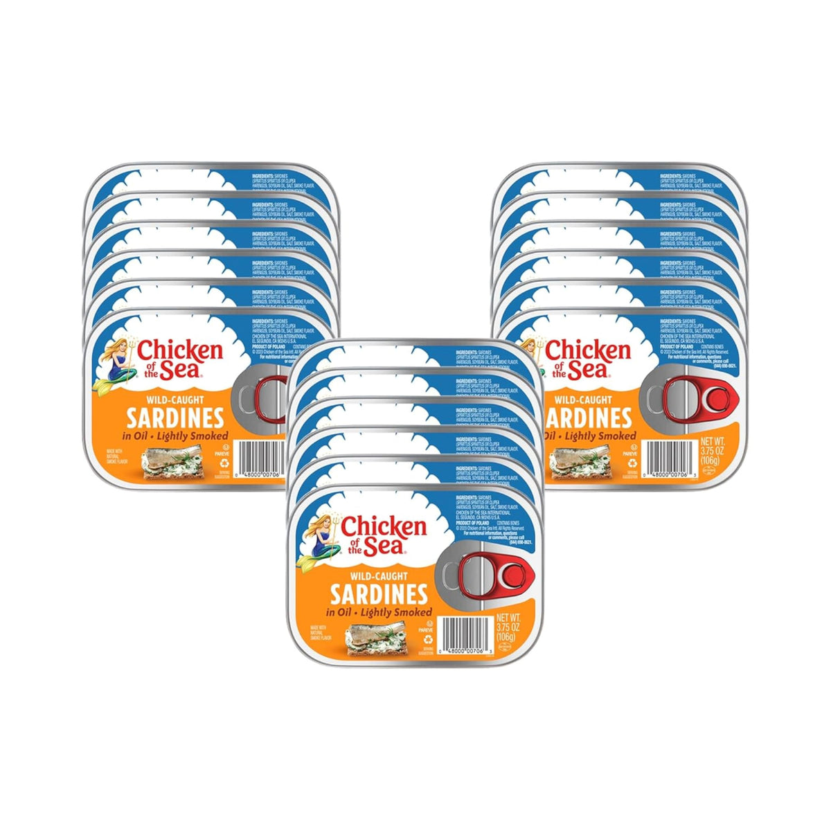 Chicken of the Sea Wild Caught Lightly Smoked Sardines in Oil – 18 Cans, 3.75 oz Each