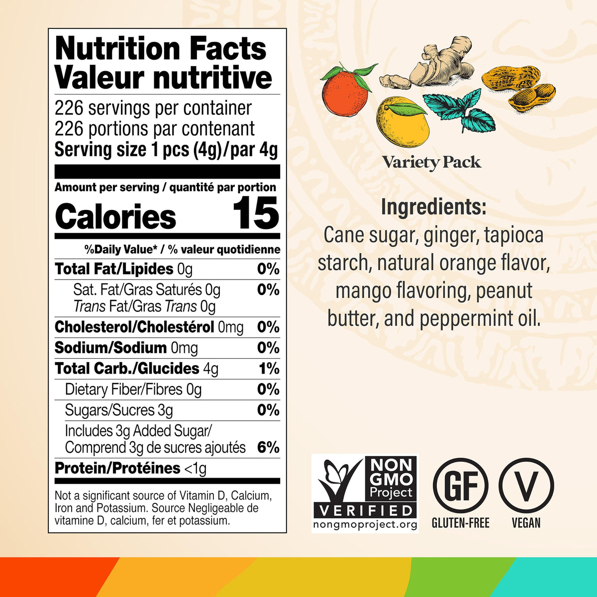 Chimes Ginger Chews 2LB Variety Pack – Original, Orange, Mango, Peppermint, Peanut Butter, Meyer Lemon