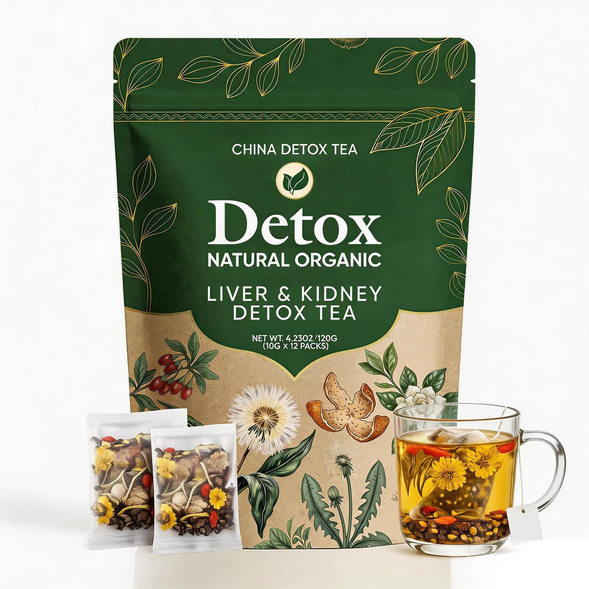 CHINA DETOX TEA – Liver & Kidney Detox Tea, Natural Herbal Blend (12 Servings)