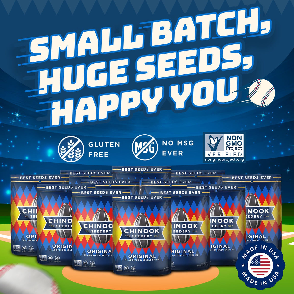 Chinook Seedery Sunflower Seeds to Eat — Jumbo Original, Roasted, Low Sodium | Keto, Gluten-Free, Non-GMO