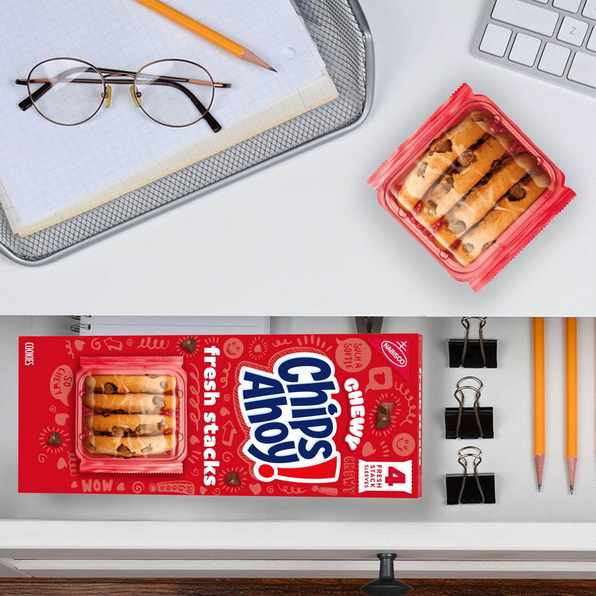 CHIPS AHOY! Fresh Stacks Chewy Chocolate Chip Cookies – Bulk Travel Snacks, 6 Boxes (24 Multi Snack Packs)