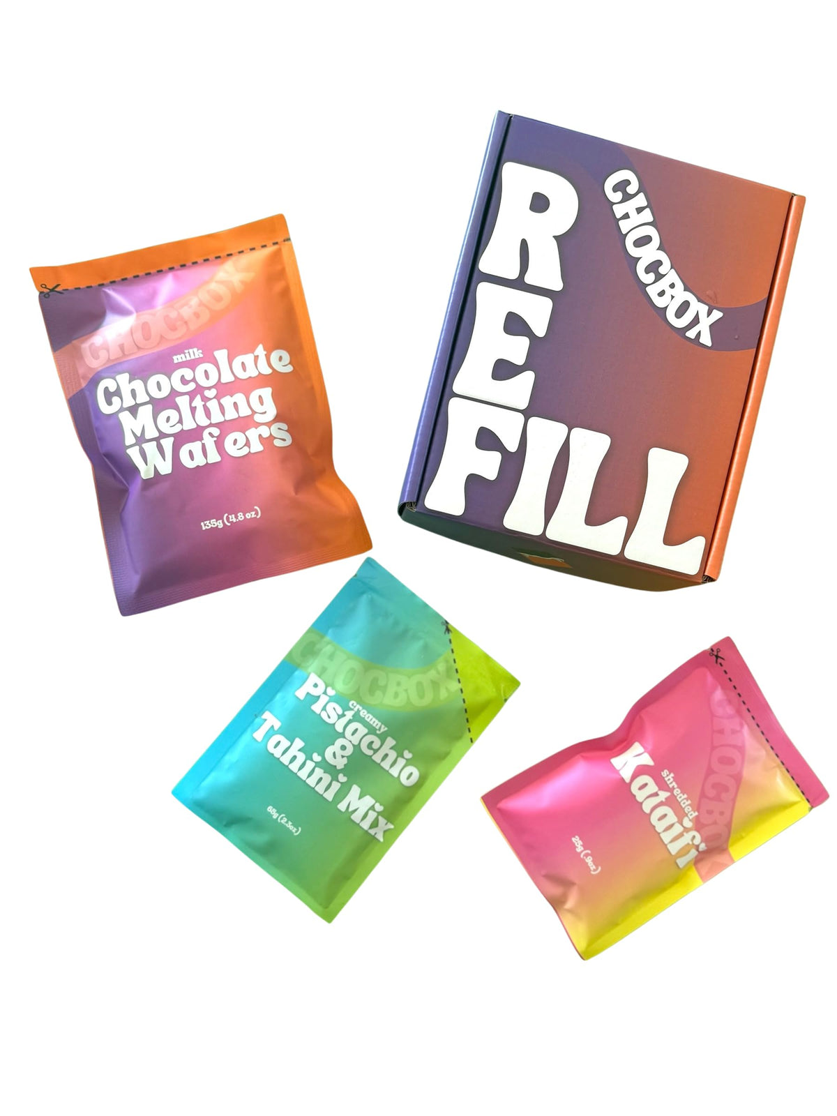 Chocbox Dubai Chocolate-Bar Refill Kit – DIY Knafeh-Inspired Wafers, Kataifi & Pistachio Tahini Filling (Milk, White or Dark)