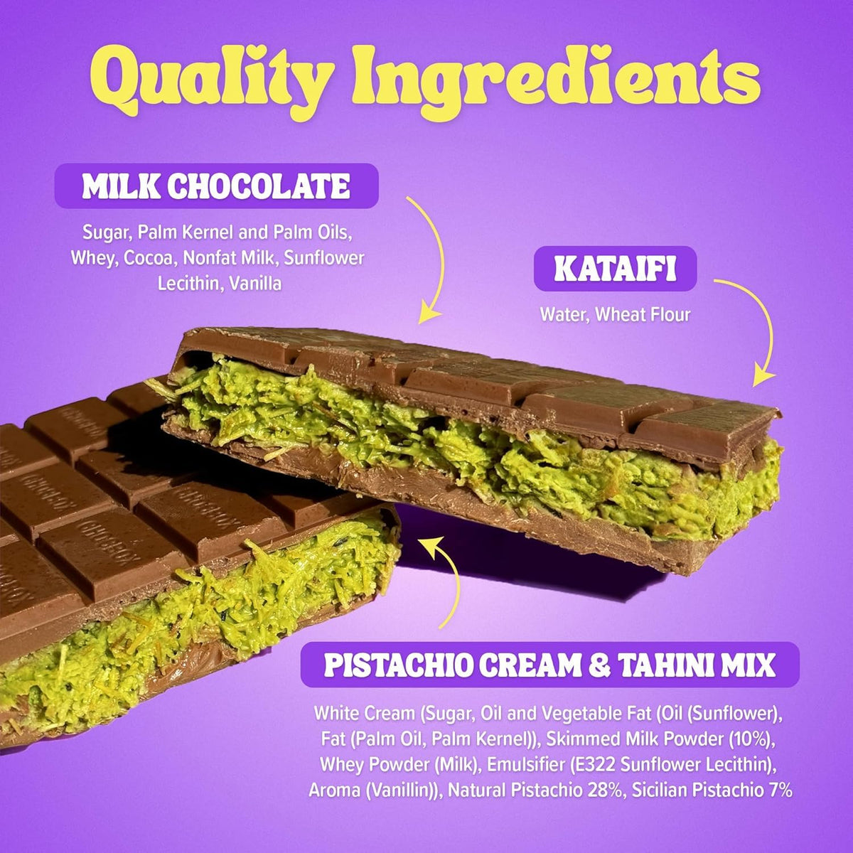 Chocbox Dubai Chocolate-Bar Refill Kit – DIY Knafeh-Inspired Wafers, Kataifi & Pistachio Tahini Filling (Milk, White or Dark)
