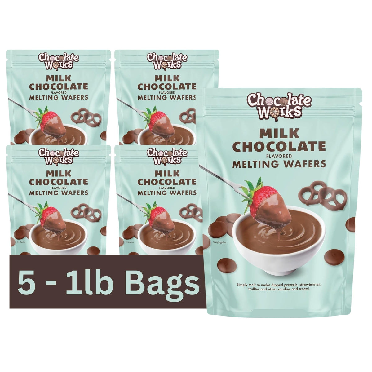 Chocolate Works Milk Melting Chocolate Discs — 1lb x5 Bulk Pack