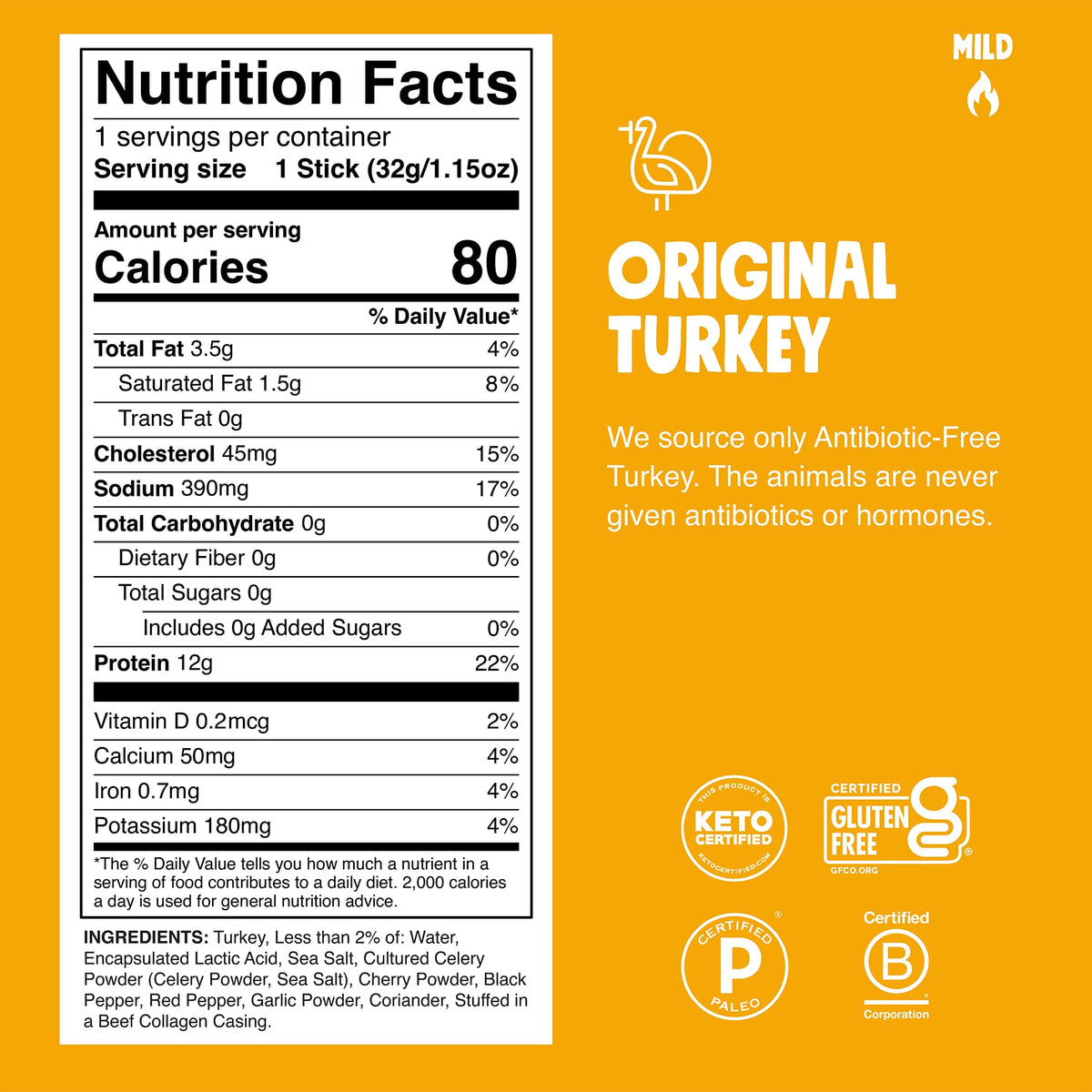 Chomps Original Turkey Jerky Sticks – 10-Pack | 12g Protein, Keto, Paleo, Whole30 Approved, Gluten Free, Zero Sugar
