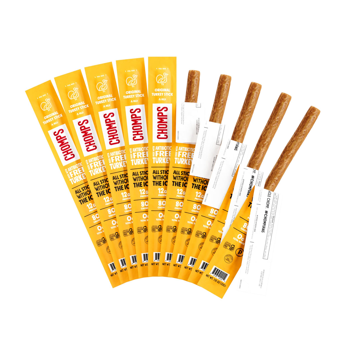 Chomps Original Turkey Jerky Sticks – 10-Pack | 12g Protein, Keto, Paleo, Whole30 Approved, Gluten Free, Zero Sugar