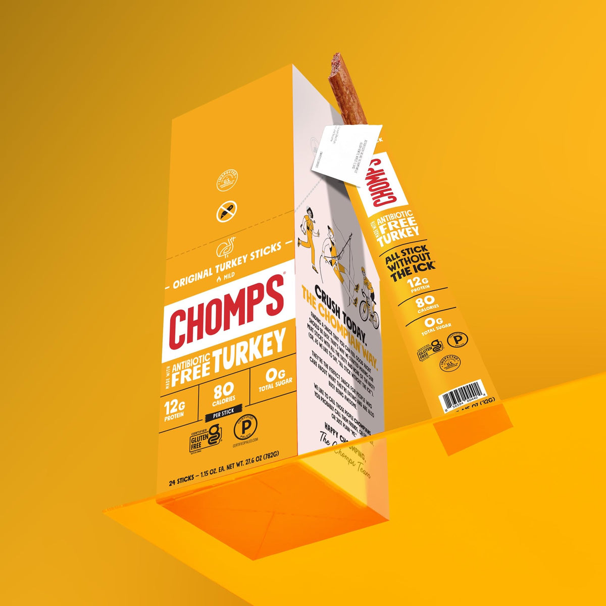 Chomps Original Turkey Jerky Sticks – 10-Pack | 12g Protein, Keto, Paleo, Whole30 Approved, Gluten Free, Zero Sugar