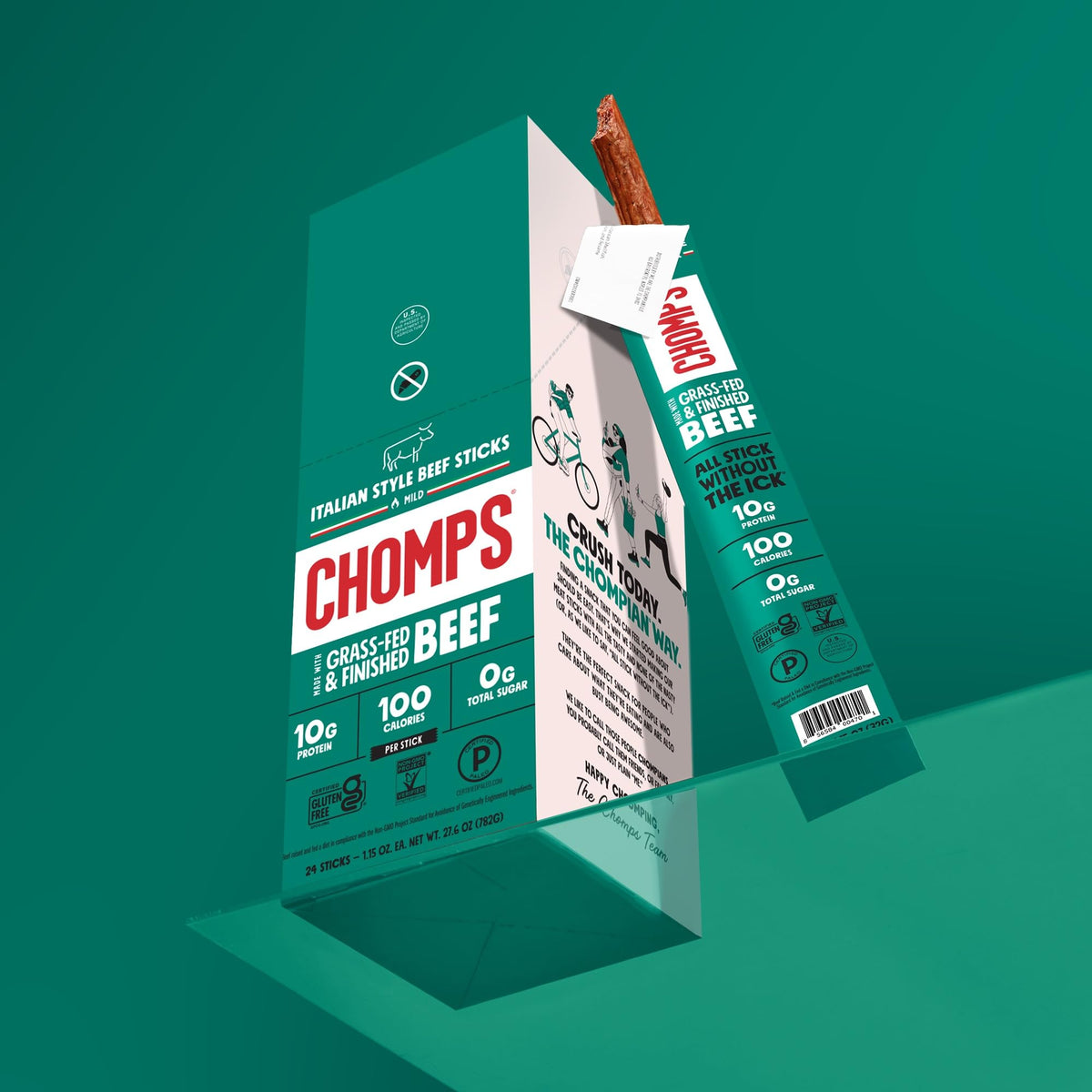 CHOMPS Italian Beef Jerky Sticks – Grass-Fed, Keto, Whole30, AIP, 10-Pack