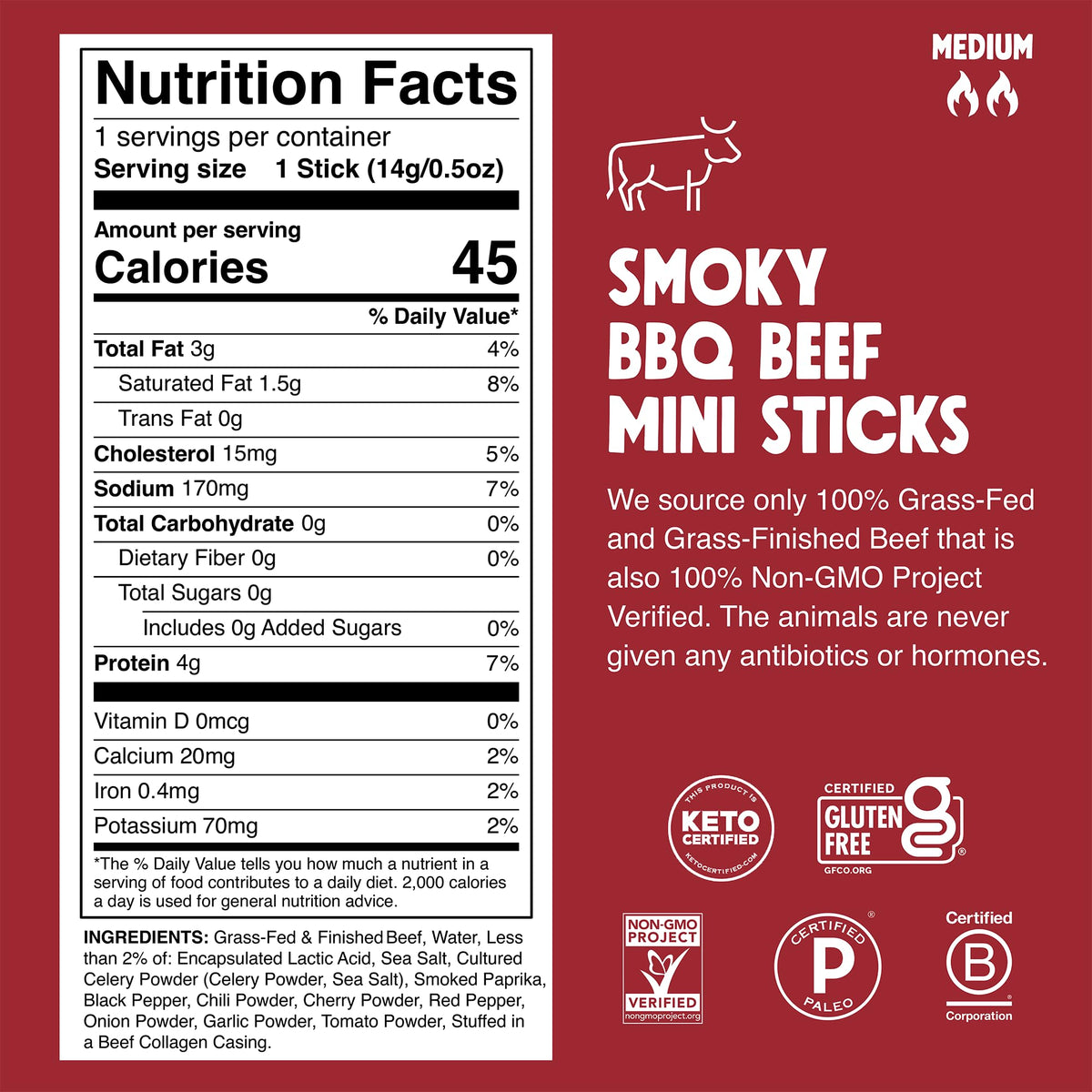 Chomps Snack Size Smoky BBQ Beef Jerky Sticks – 0.5oz, 24-Pack | Grass-Fed, Keto, Paleo, Whole30