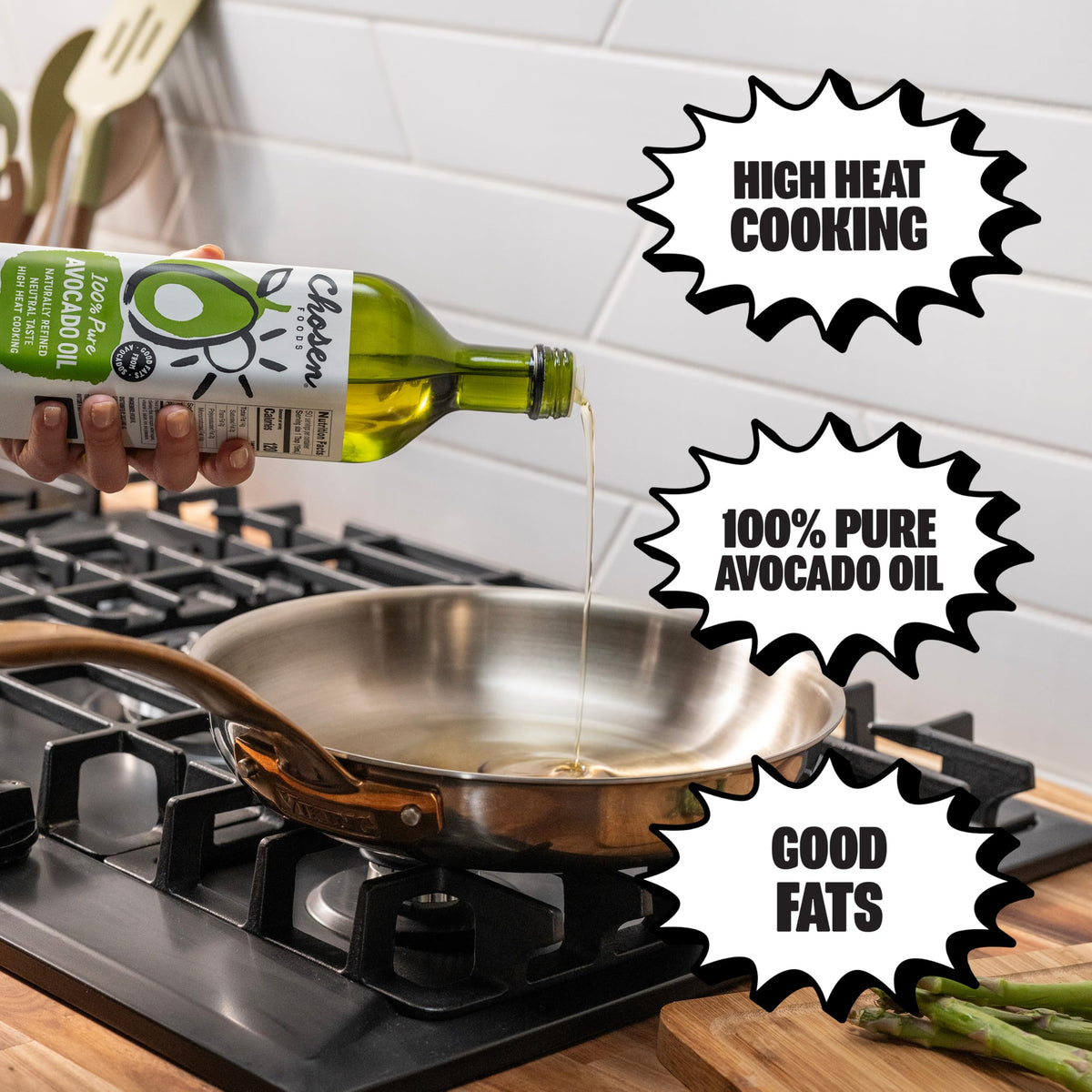 Chosen Foods Avocado Oil – 100% Pure, 1.75L, High Smoke Point (500°F)