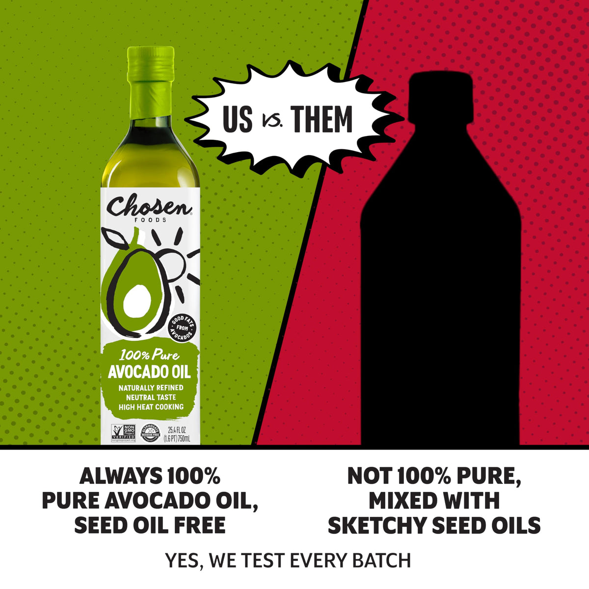 Chosen Foods Avocado Oil – 100% Pure, 1.75L, High Smoke Point (500°F)