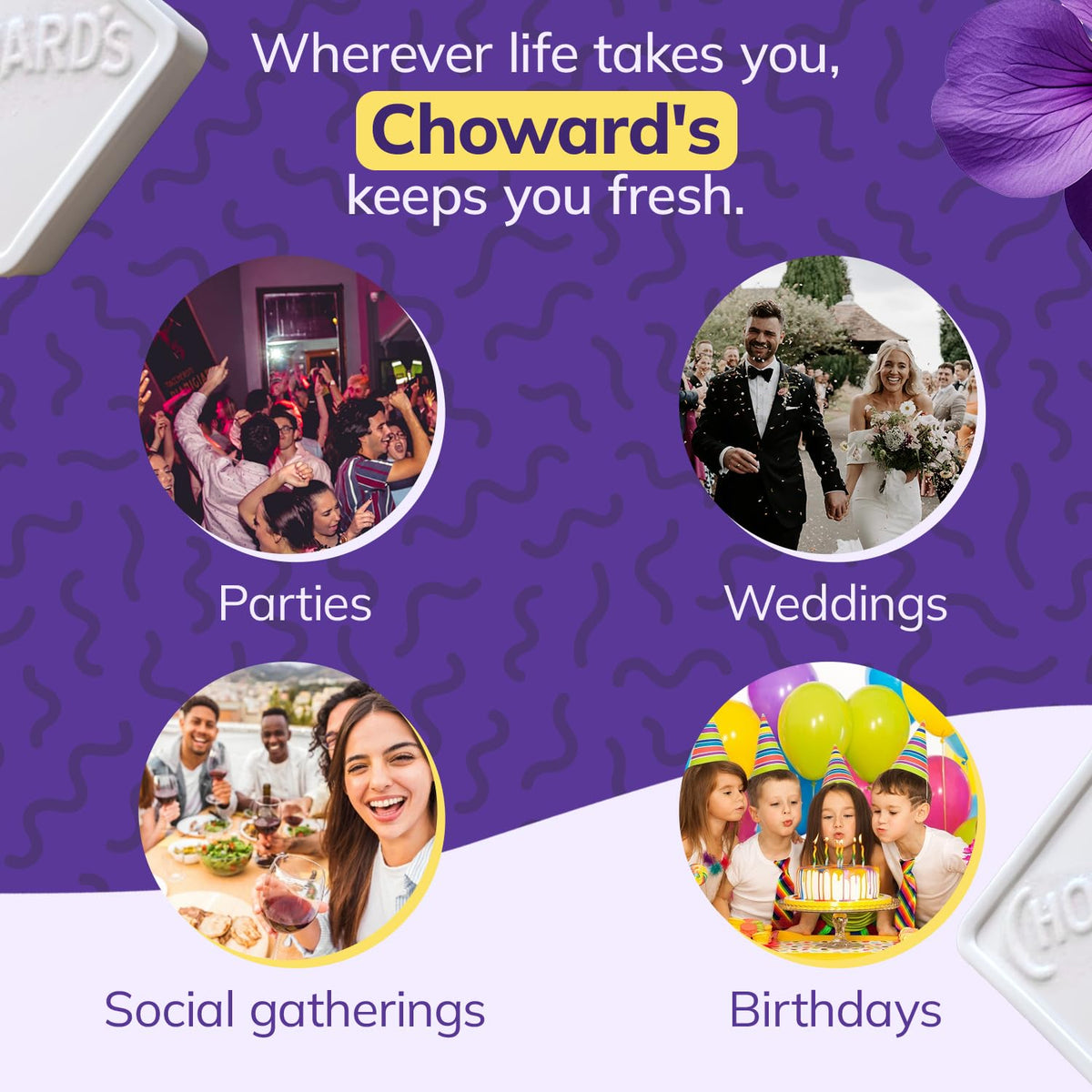 Choward's Violet Mints Candy | Nostalgic Floral Mint | 24-Pack Box