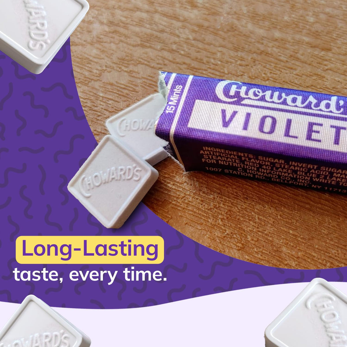 Choward's Violet Mints Candy | Nostalgic Floral Mint | 24-Pack Box