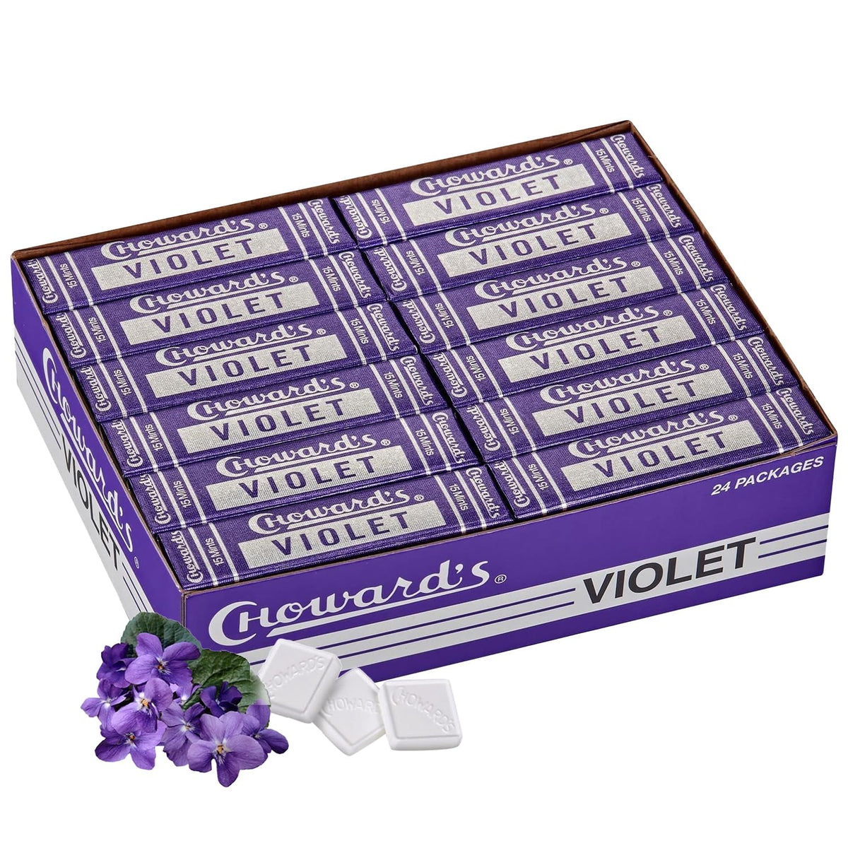 Choward's Violet Mints Candy | Nostalgic Floral Mint | 24-Pack Box