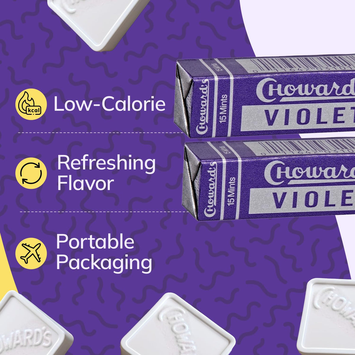 Choward's Violet Mints Candy | Nostalgic Floral Mint | 24-Pack Box