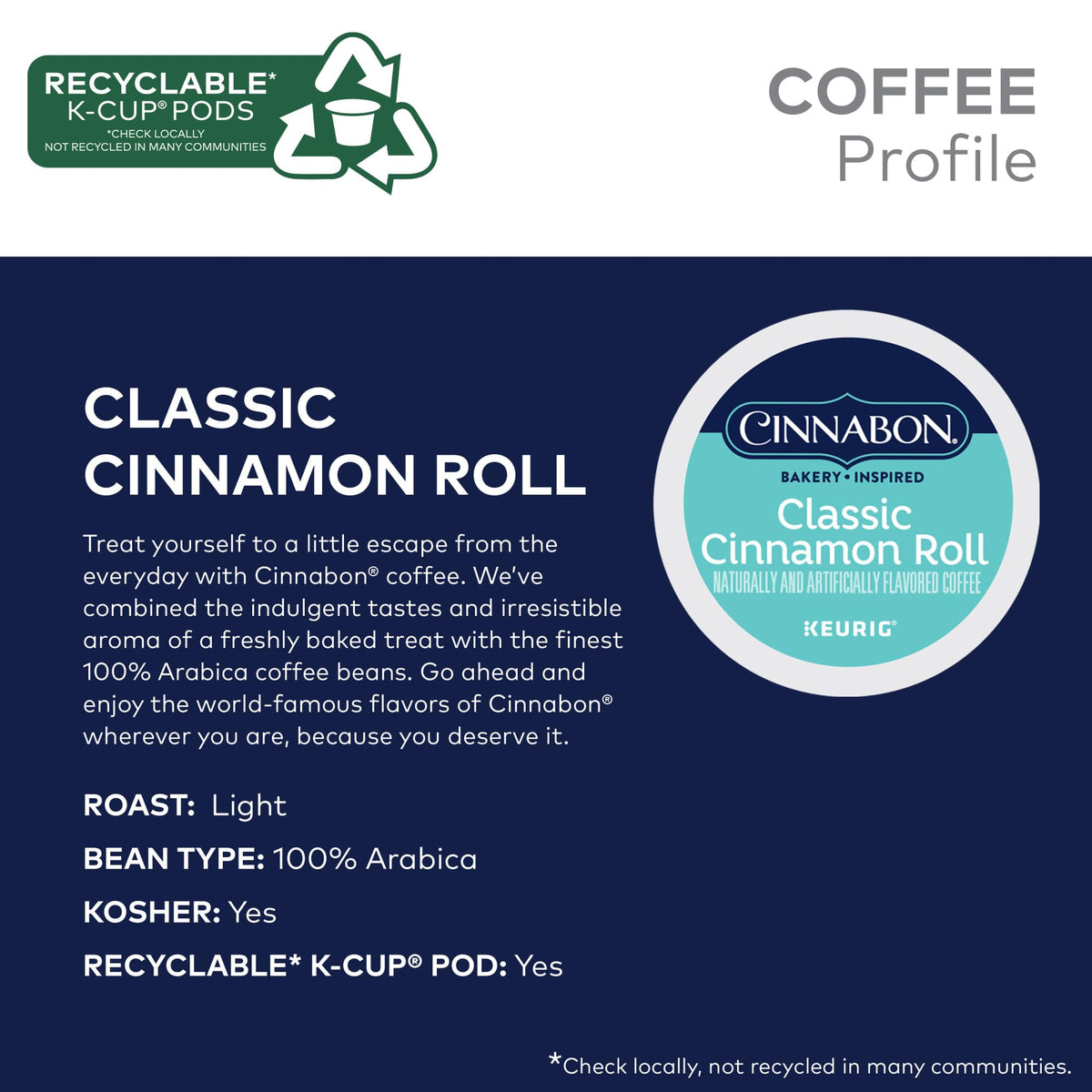 CINNABON Classic Cinnamon Roll K-Cups – Light Roast Coffee Pods (48 Count)
