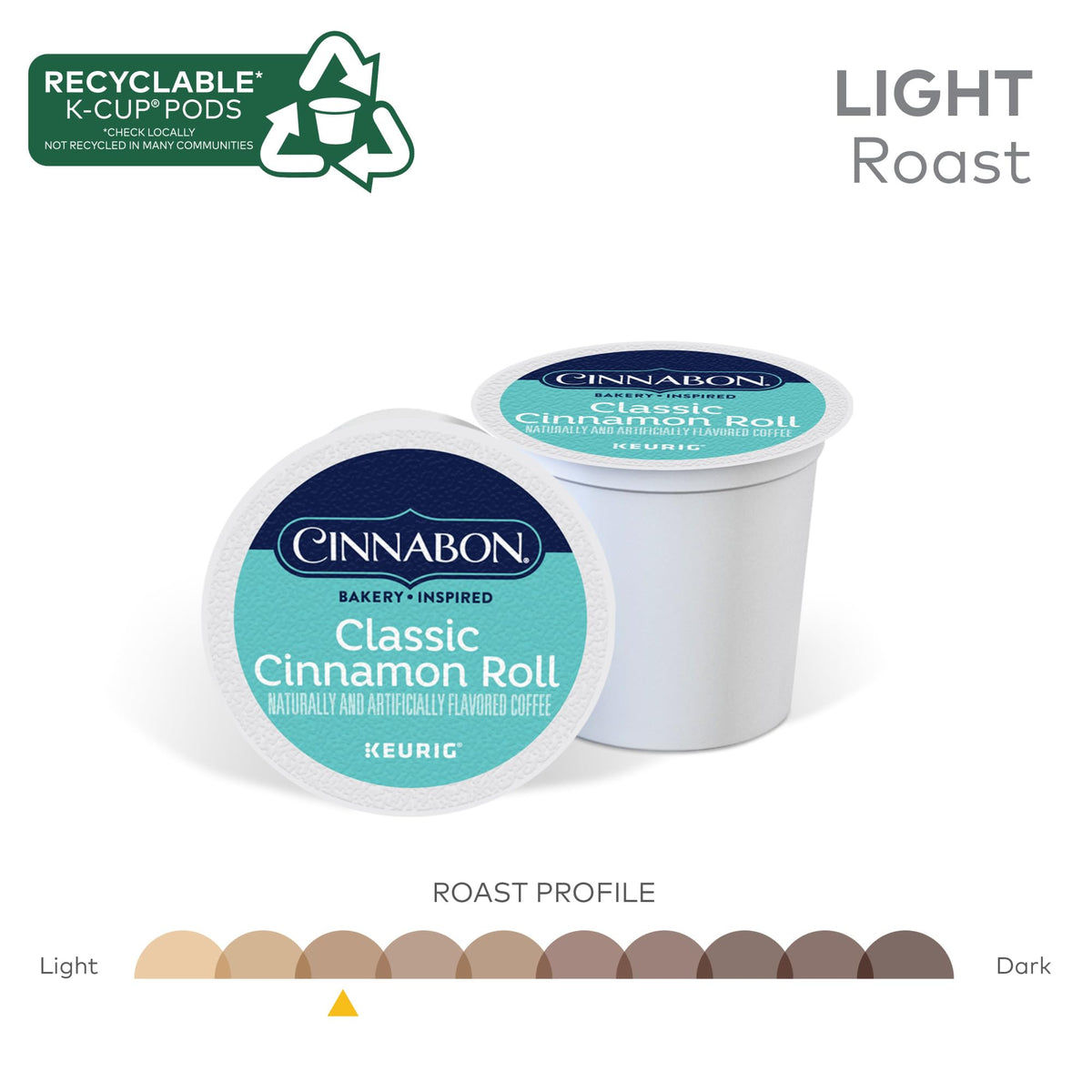 CINNABON Classic Cinnamon Roll K-Cups – Light Roast Coffee Pods (48 Count)