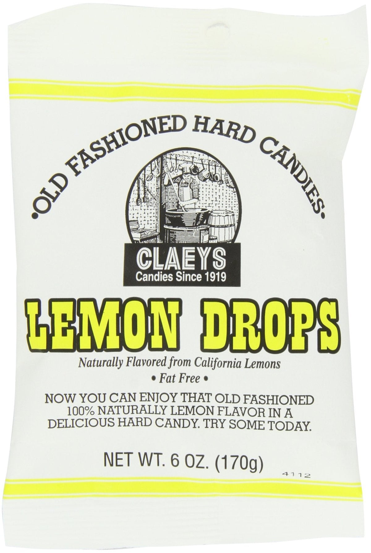 Claey's Lemon Drops – Old Fashioned, Naturally Lemon Flavored, Fat-Free – 6 oz (12-Pack)