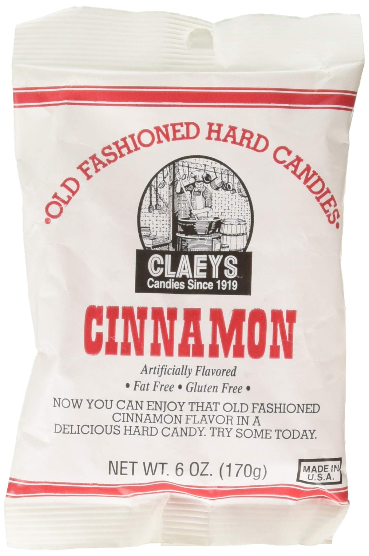 Claeys Old Fashioned Cinnamon Candy – 12 Pack, 6-Ounce Bags (USA Made)
