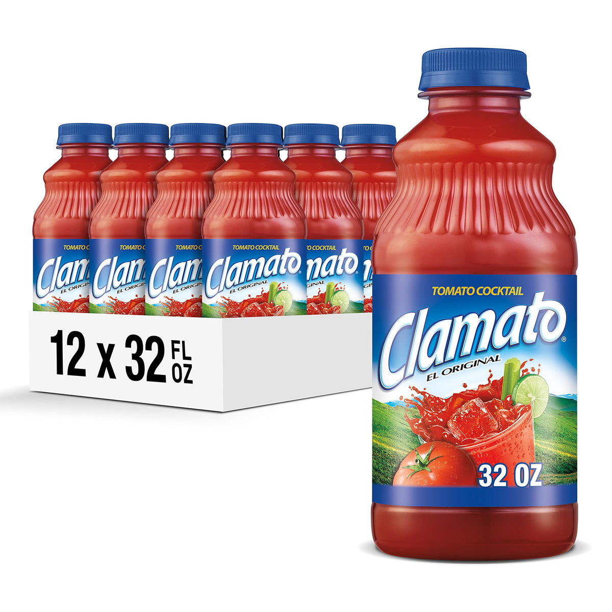 Clamato Original Tomato Cocktail – 32 fl oz Bottle (Pack of 12) | Authentic Michelada & Cocktail Mixer