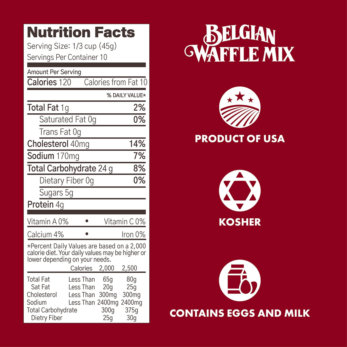 Classique Fare Belgian Waffle Mix – Light, Crisp Waffles, Pancakes, Muffins & Crepes | 6 x 16oz