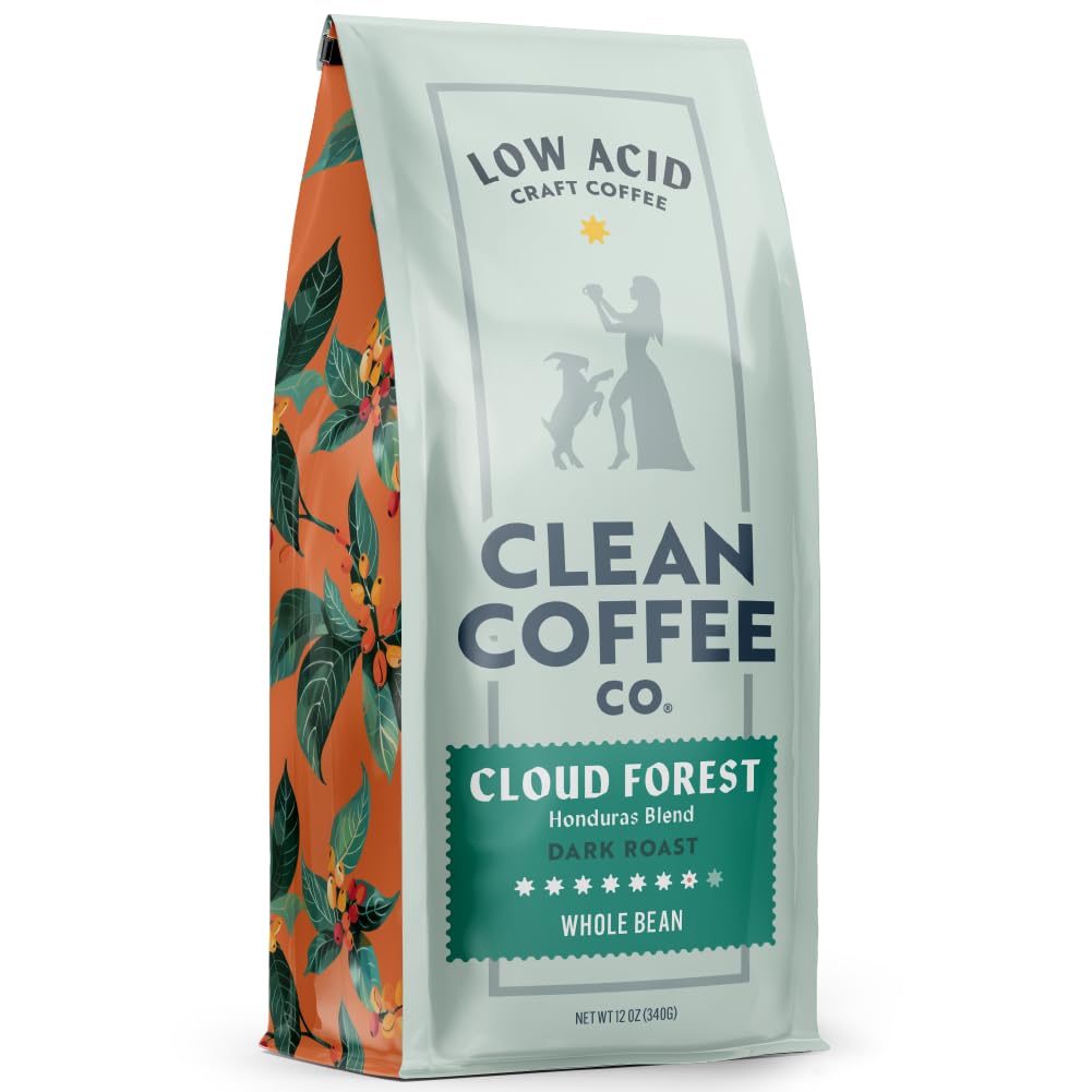 Clean Coffee Co. Low Acid Dark Roast Honduras – Mold & Toxin Tested, Caramel & Dark Chocolate Notes (12 oz Whole Bean)