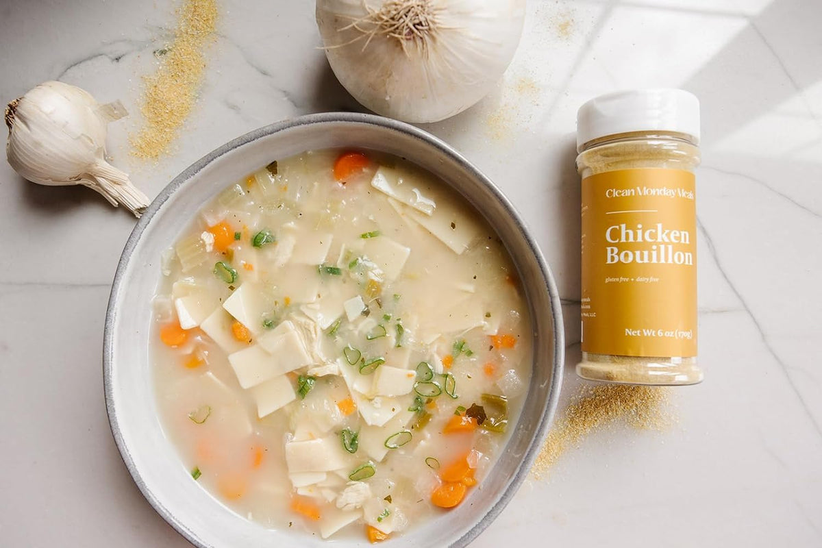 Clean Monday Meals Chicken & Beef Bouillon Powder | Gluten Free, Dairy Free, No Additives | Real Stock Base for Soups, Stews & Sauces | Two-Pack, 100 Servings Each