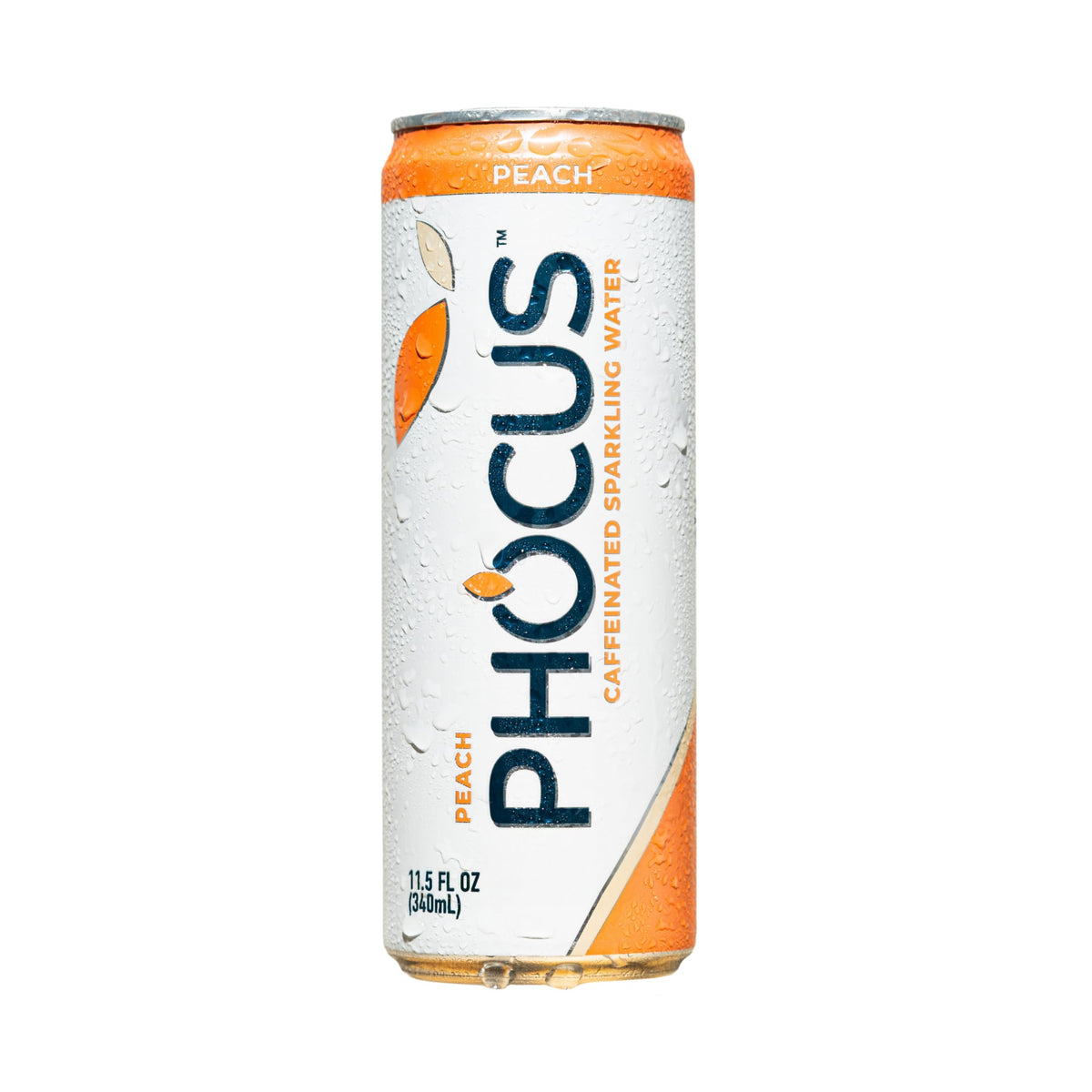 CLEAR CUT PHOCUS Peach Sparkling Water — 75mg Caffeine + L-Theanine, Zero Sugar, 12-Pack