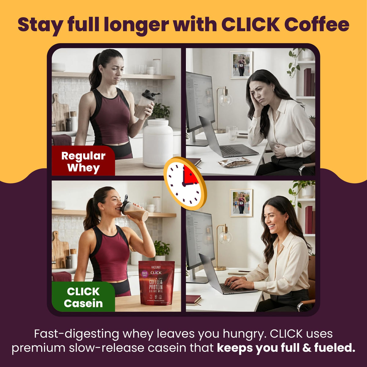 Click Coffee Protein Powder – Double Shot Espresso, 16g Protein, 23 Vitamins, Gluten Free, Hazelnut