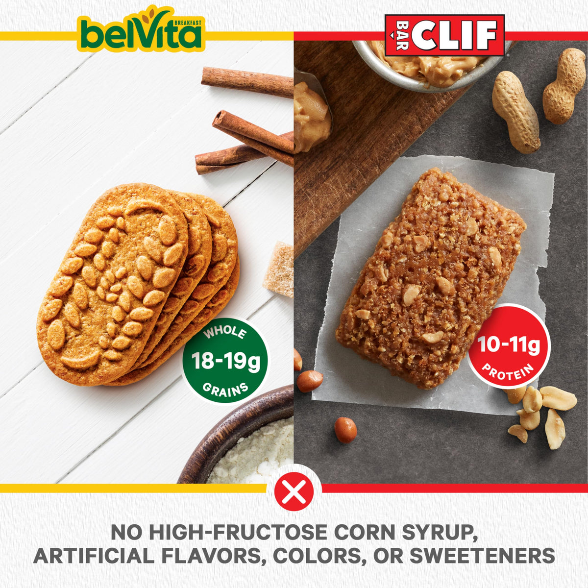 Belvita & CLIF BAR Variety Pack – 30 Count, 4 Flavors