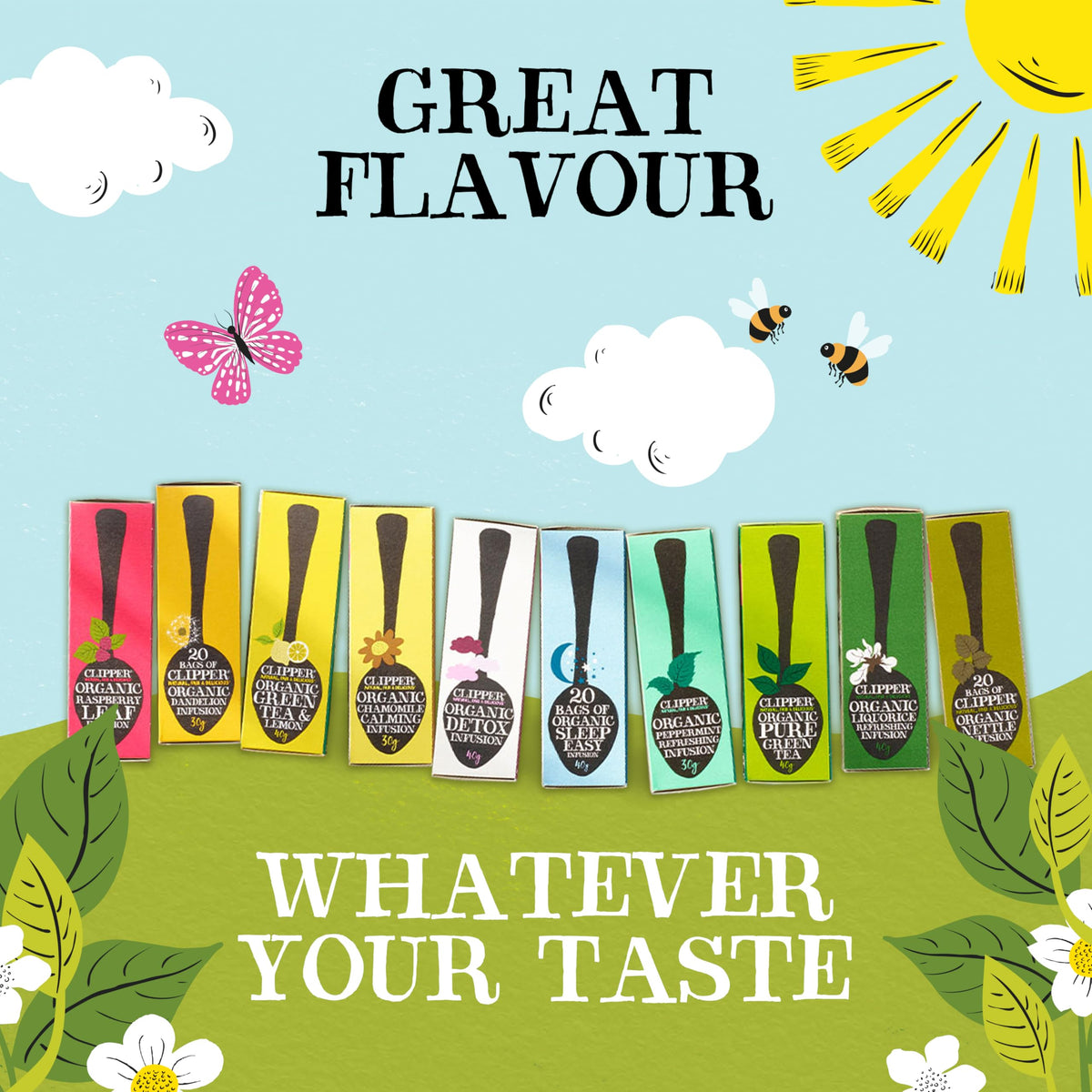 Clipper Tea Gift Box — Organic Herbal & Green Tea Sampler in 5 Flavors