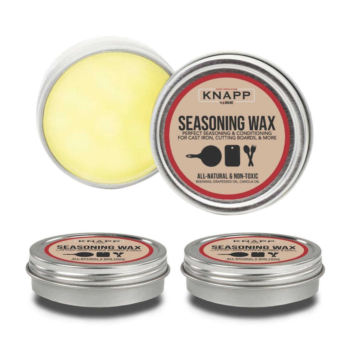 CM SCRUBBER Knapp Seasoning Wax – Cast Iron & Carbon Steel (2 oz, 2 Pack)