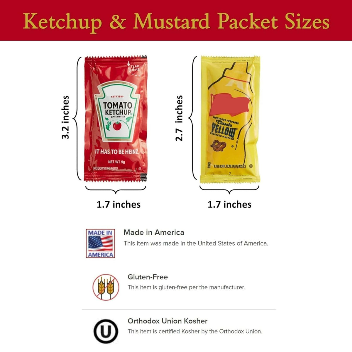 Gift Set: 100 Single-Serve Condiment Packets (50 Ketchup, 50 Mustard) by CMC Products