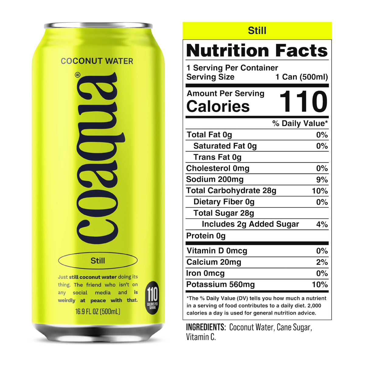 CoAqua Coconut Water 12-Pack – Natural Electrolytes, Pure Not From Concentrate