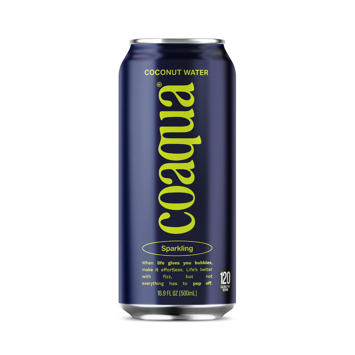 CoAqua Sparkling Coconut Water — 12 Pack, Natural Electrolytes for Hydration, Pure Coconut Water Not from Concentrate, Fat Free