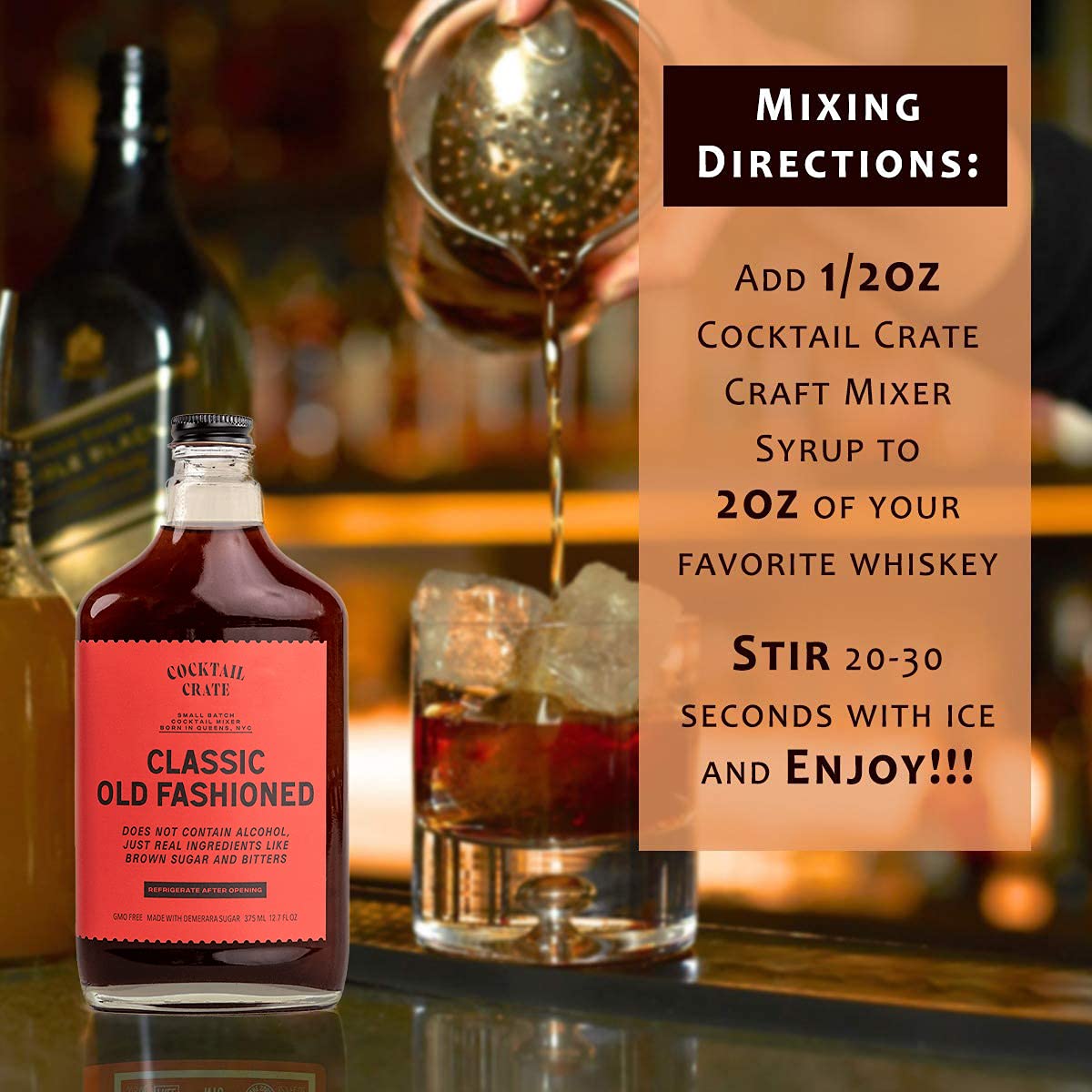 Cocktail Crate Old Fashioned Drink Mixer | 34 Cocktails, 12.7oz, 2-Pack