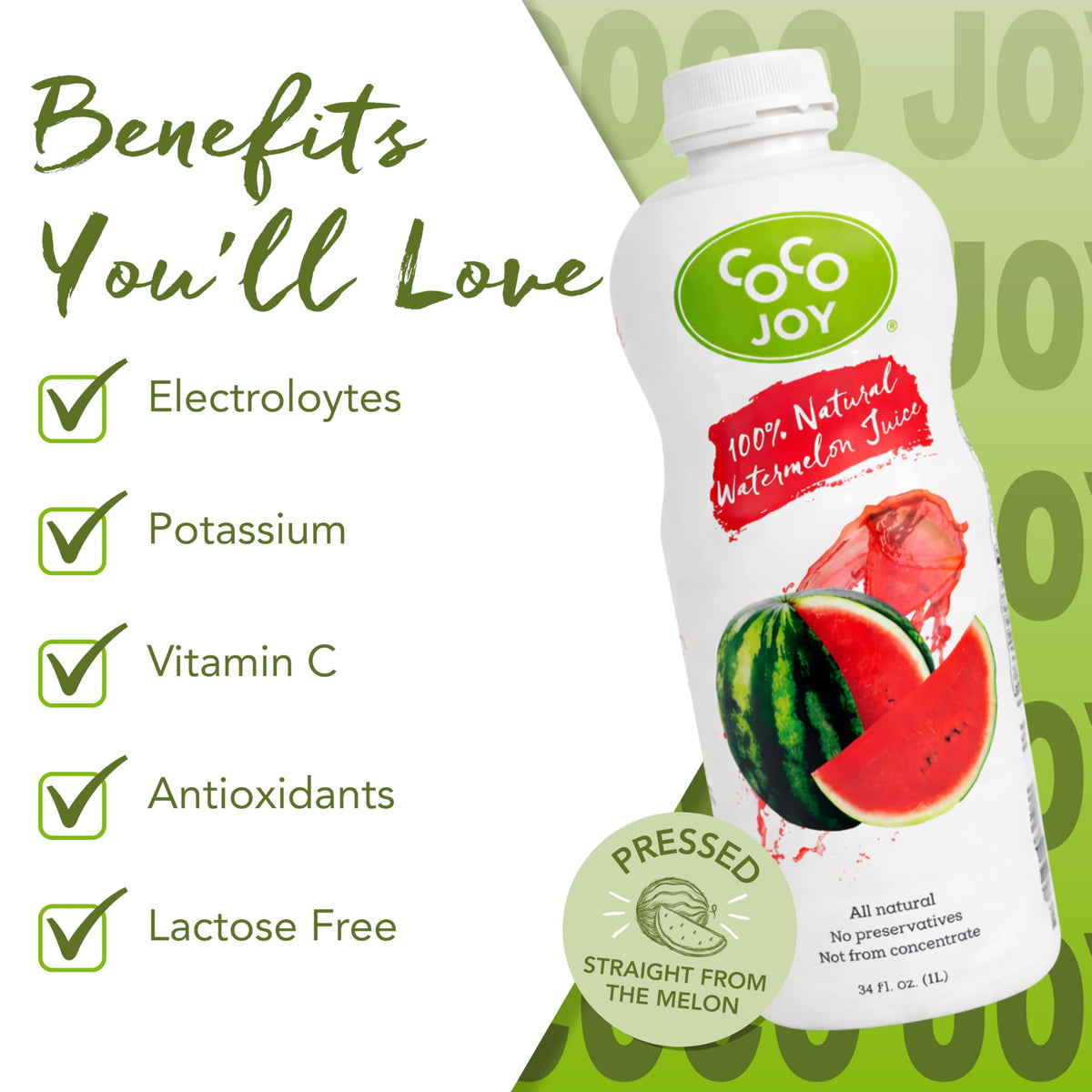 CoCo Joy 100% Natural Watermelon Juice — 6-Pack, Low-Calorie Hydration